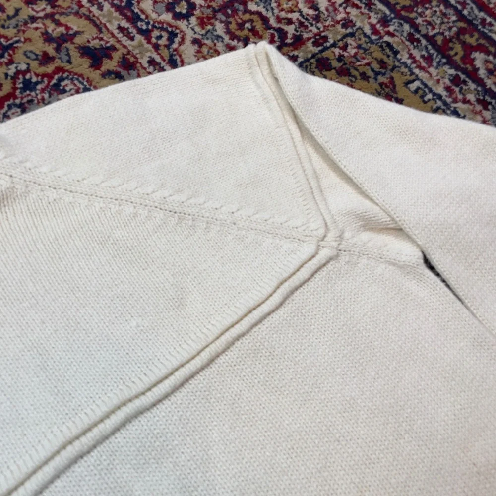 VTG 80s 90s Old Navy Clothing Co Mens Cream Striped Knit Sweater Crew Neck L‎